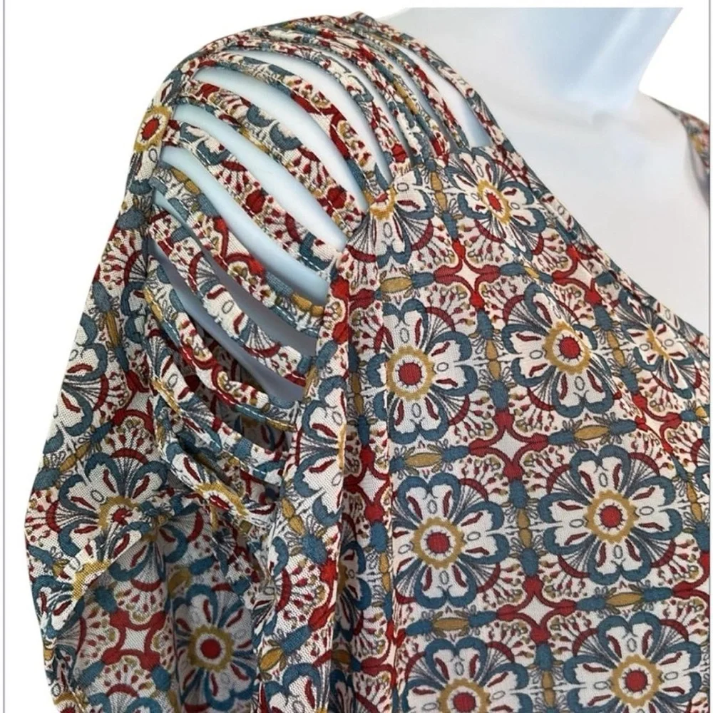 Floral Twee Bohemian 70s Style Amang NY Hippie Blouse - Picture 5 of 7